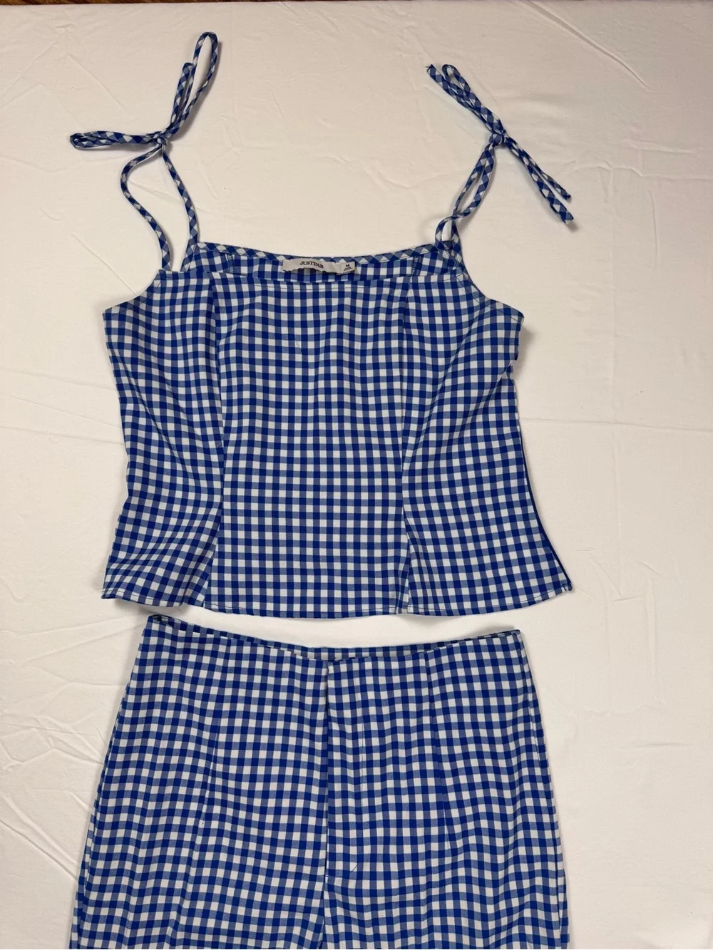 Blue & White Gingham Two-Piece Picnic  Summer Barbie Retro Matching Set Medium